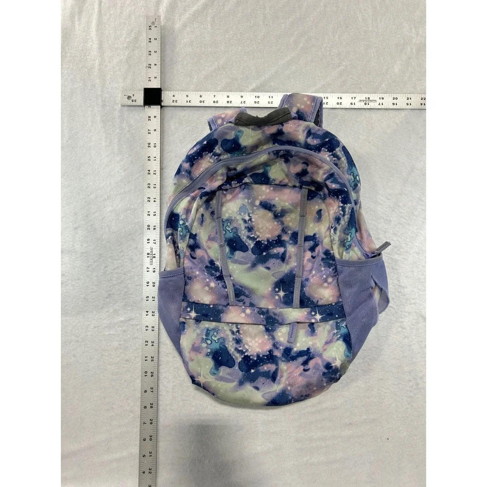 Lands End Galaxy Star Print Backpack Purple Blue School Bag Reflective Safety‎